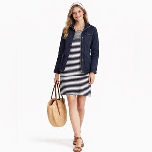 EVERLANE Coastal Preppy Striped Cotton Tee T-Shirt Dress Navy White Cotton Sz M